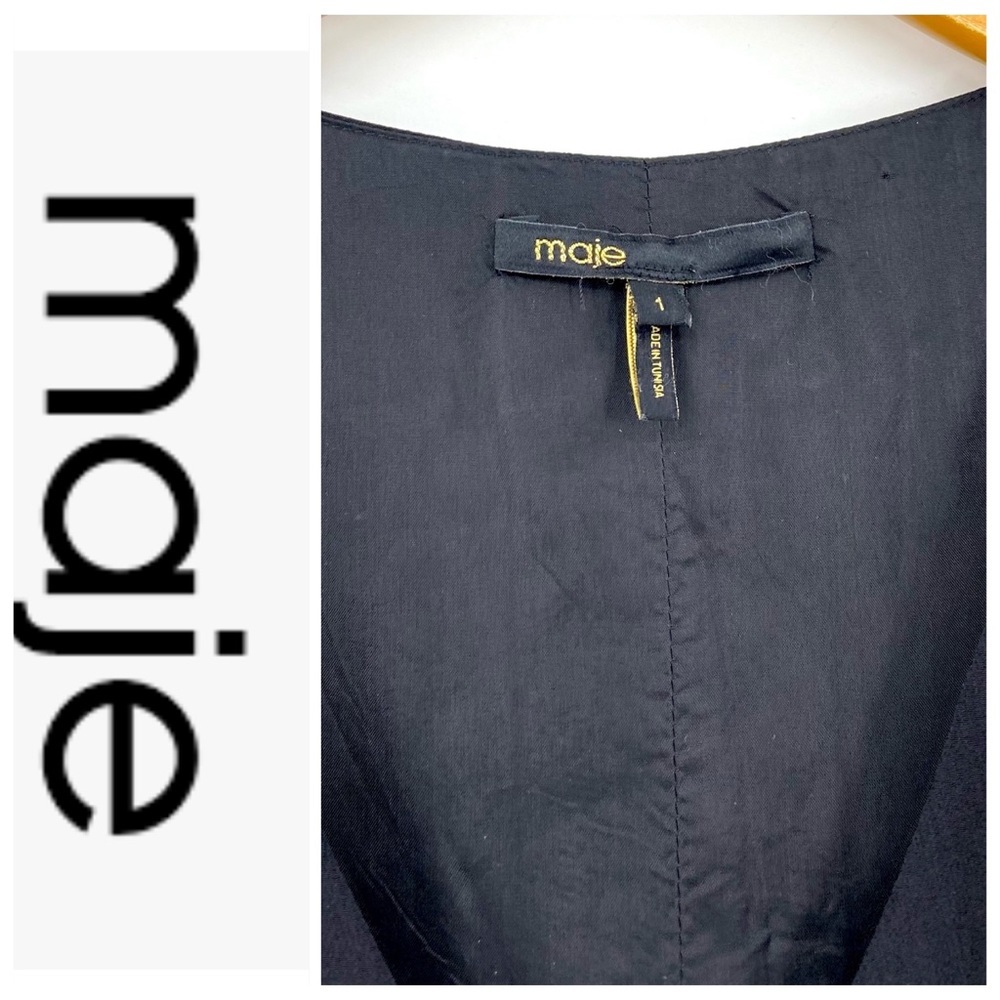 💕SALE💕 MAJE Black Silk Crepe Short Sleeve Mini Dress - Picture 8 of 12